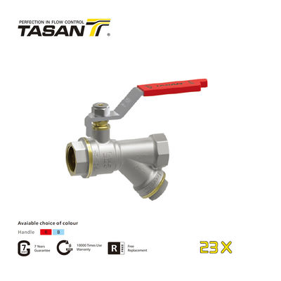 16bar 232Psi Mosiężny trójdrożny zawór kulowy z filtrem siatkowym 1/2 ''~ 1'' 23X