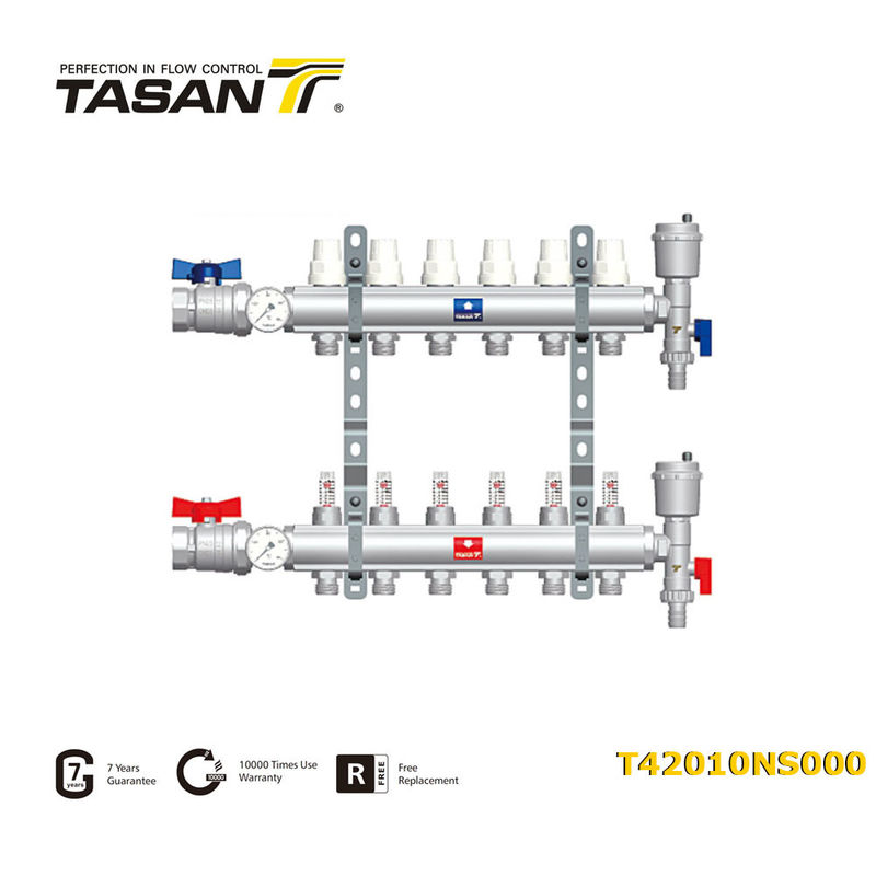 Wstępnie zmontowany mosiężny kolektor wodny 1 &quot;X 3/4 cala 10Bar T420 10
